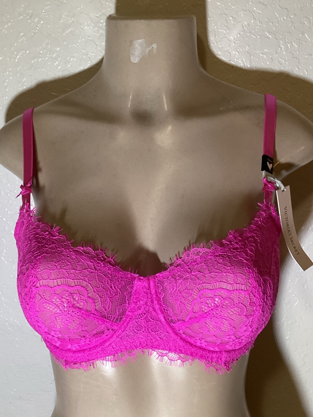 Victoria's Secret Bright Pink Lace Balconette Bra